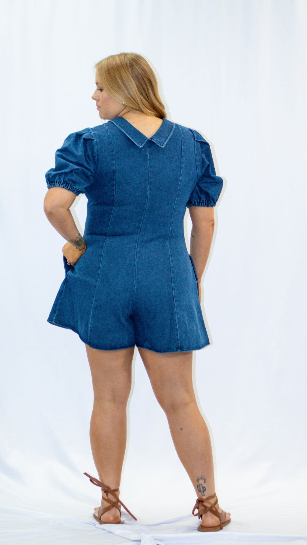 Denim Puff Romper