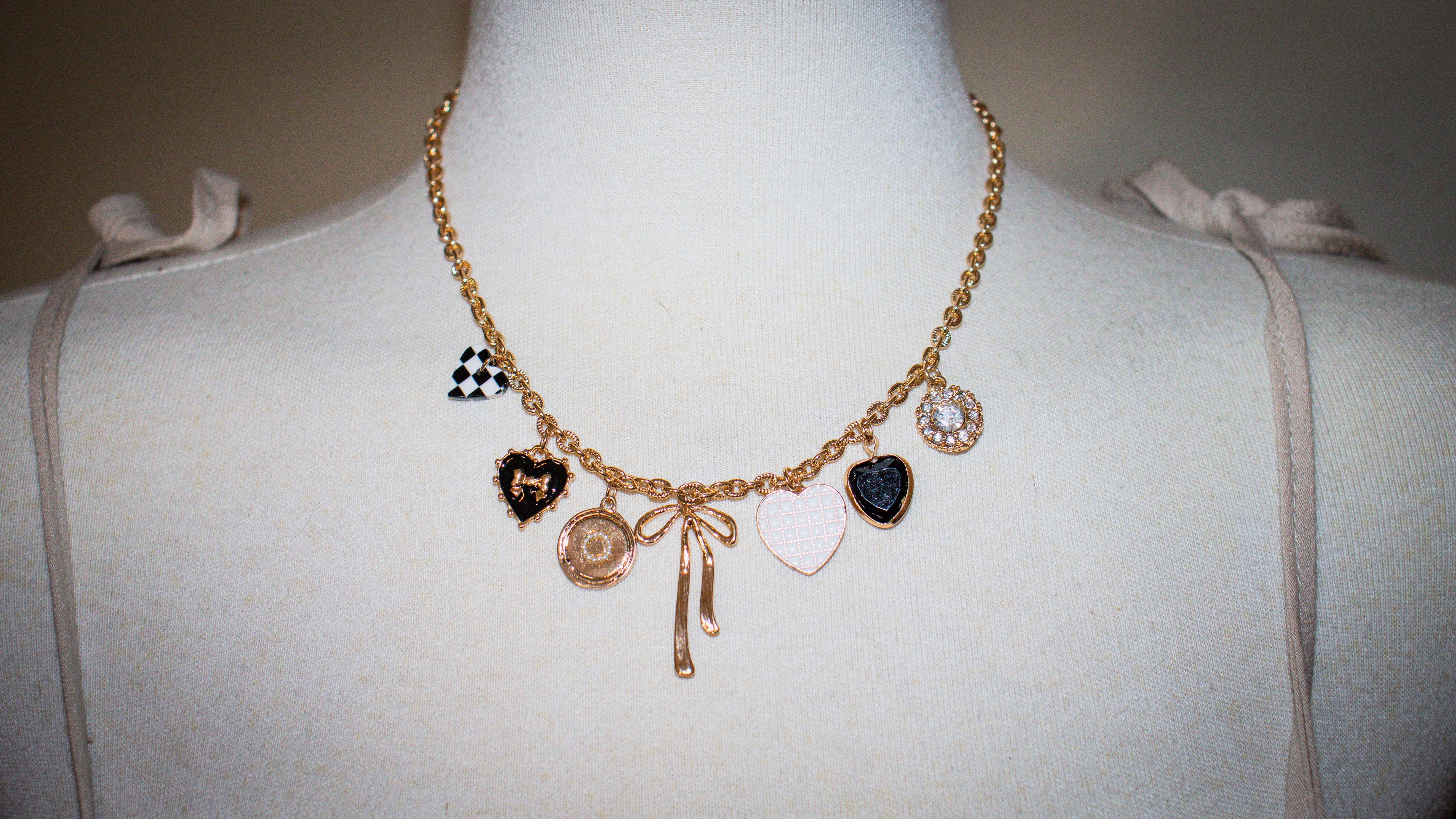 Checker Heart Charmed Necklace