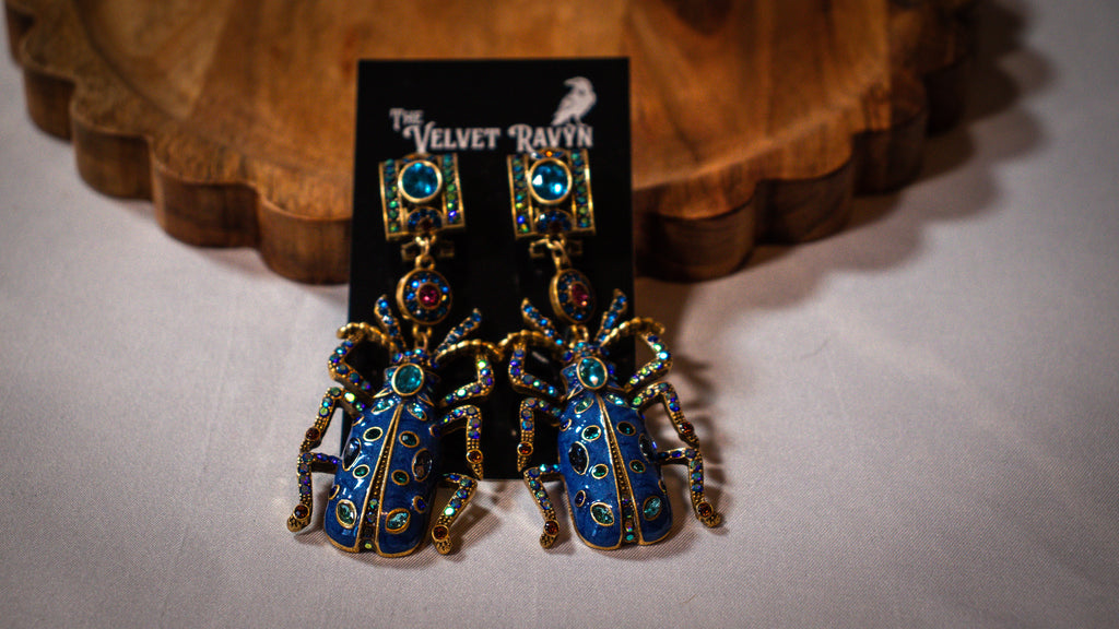 Blue Beetle Earrings