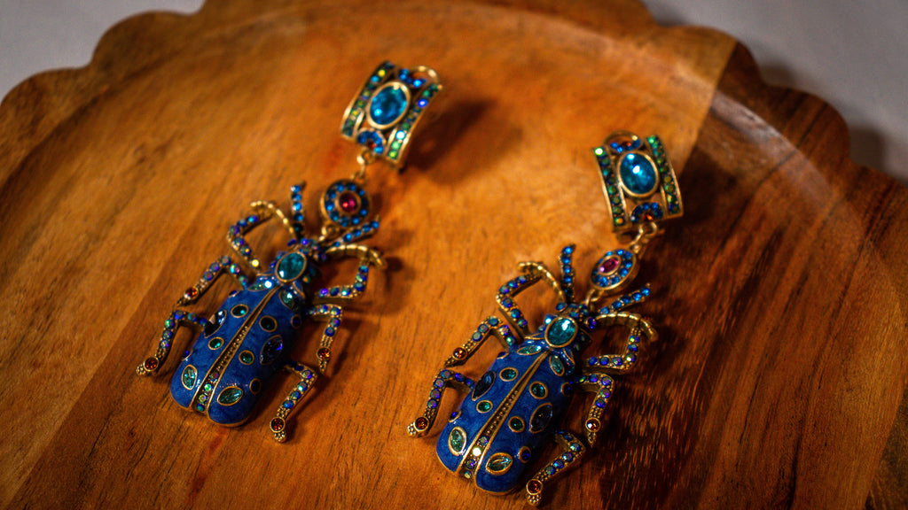 Blue Beetle Earrings