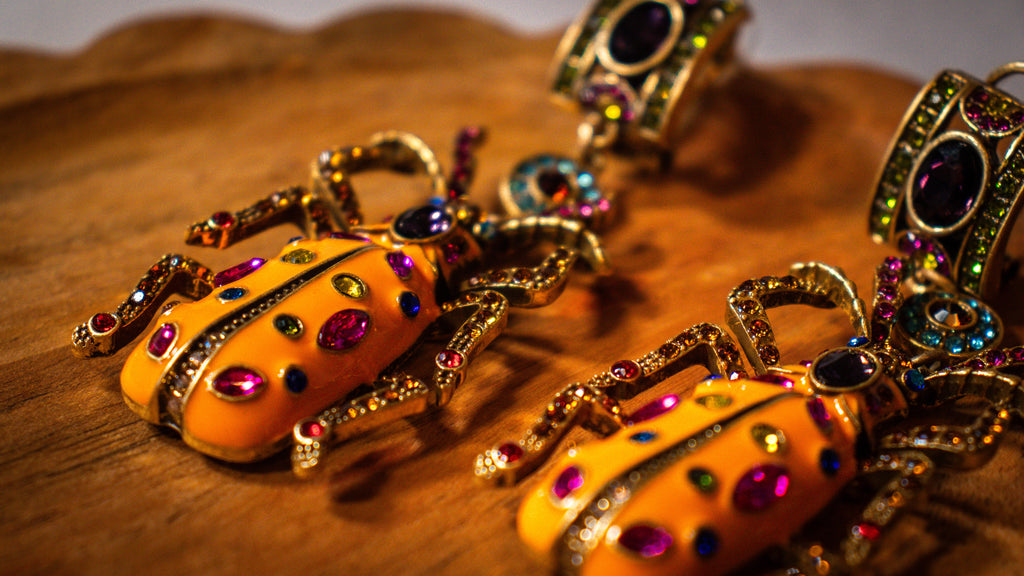Orange Beetle Earrings