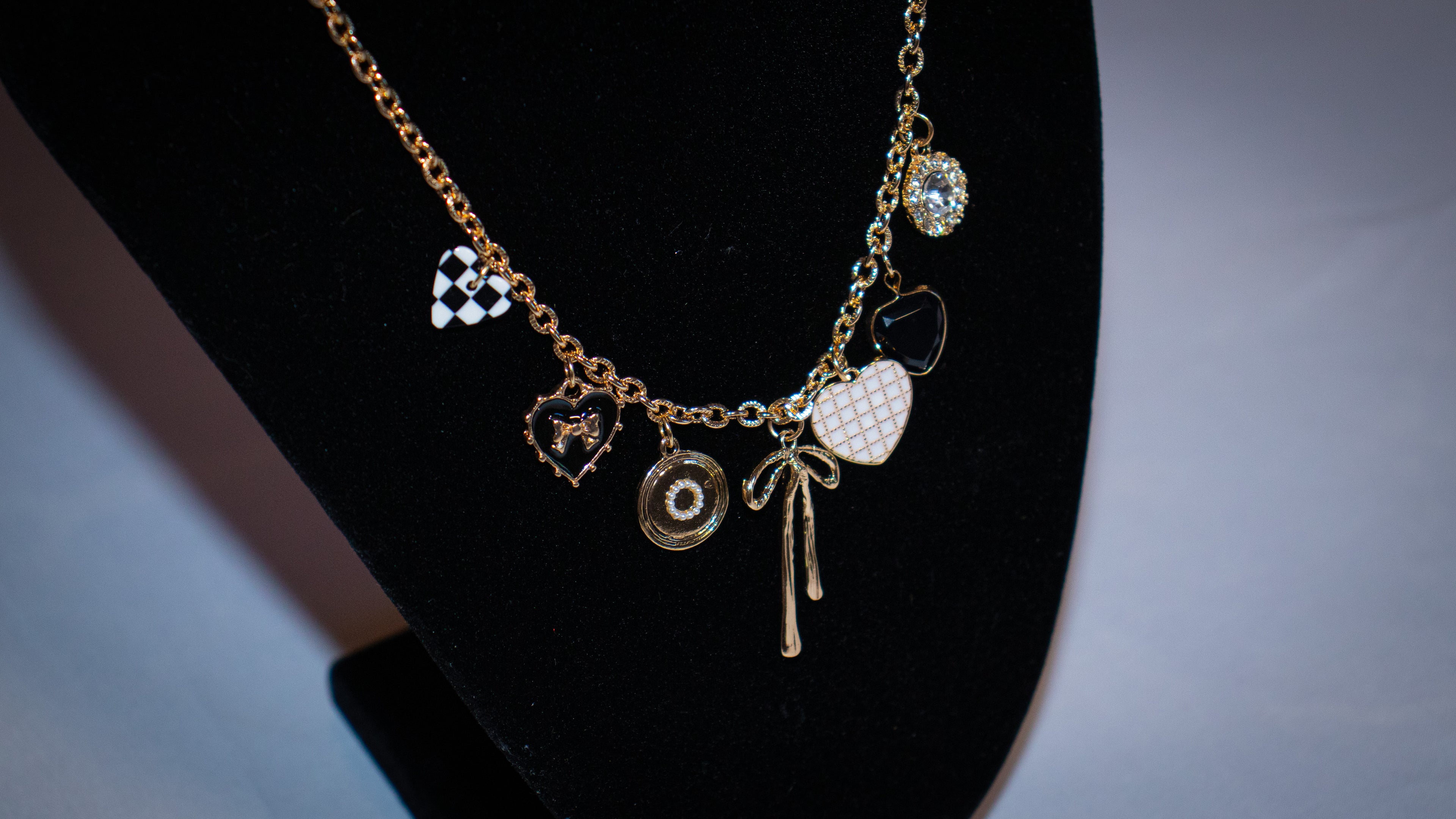 Checker Heart Charmed Necklace