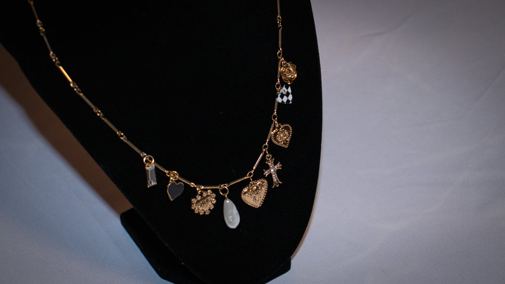 Checker Cross Charmed Necklace