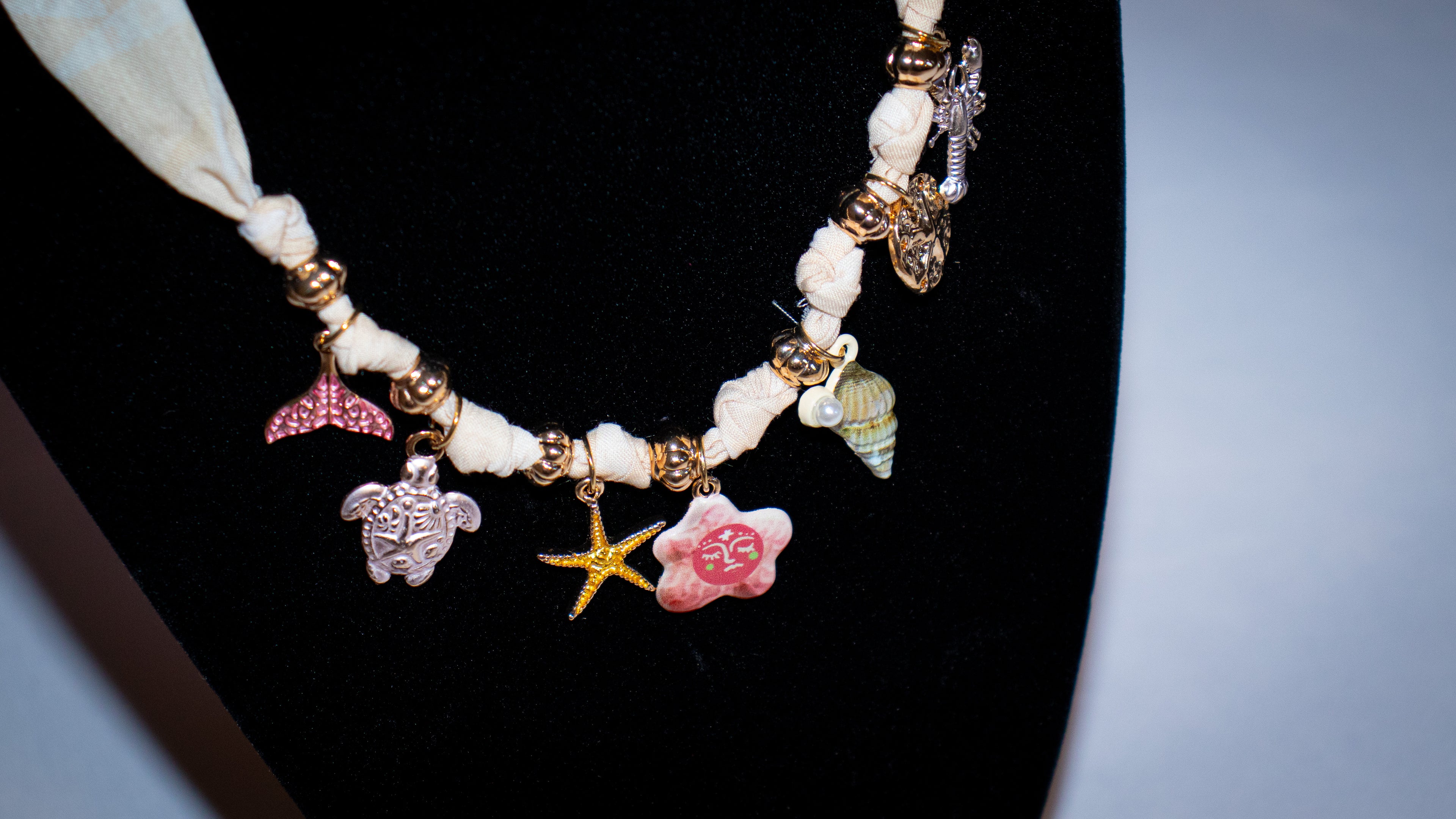 Summer Starfish Scarf Charmed Necklace