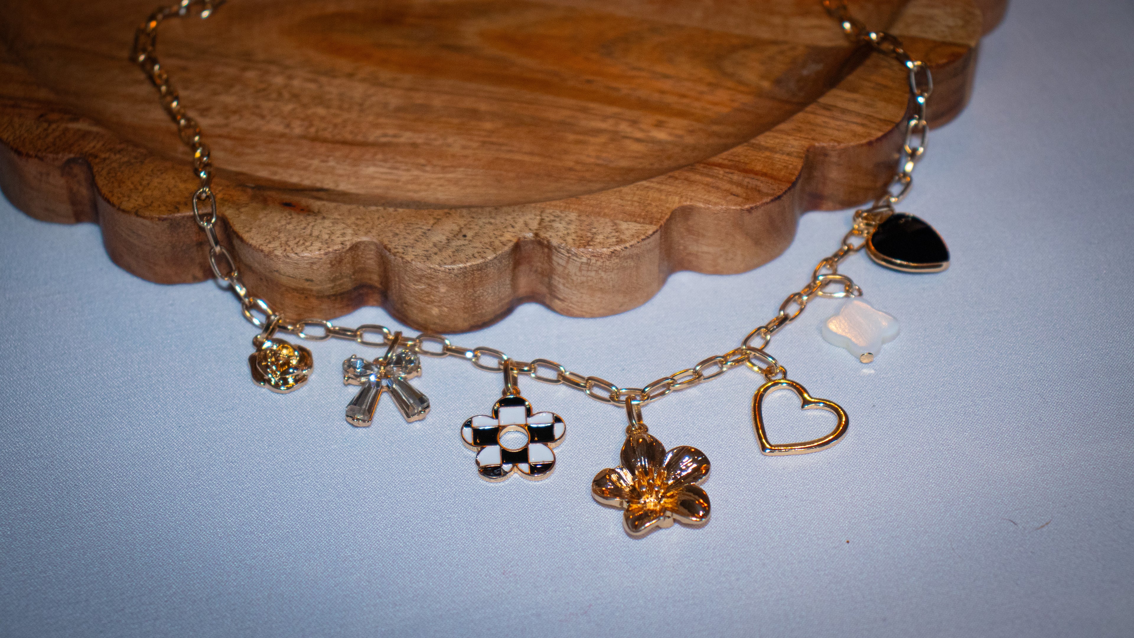 Checker Flower Charmed Necklace
